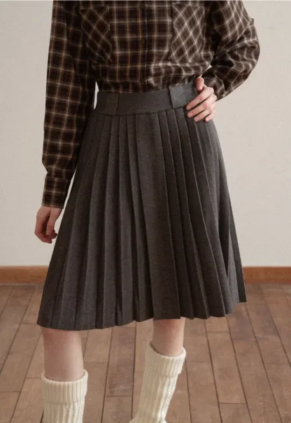 Classic Pleated Skirt in Dark Gray