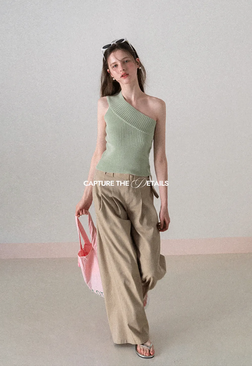 Asymmetrical Ribbed Knit Sleeveless Top