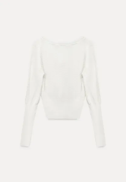 V Neck Knit Sweater with Front Tie Detail