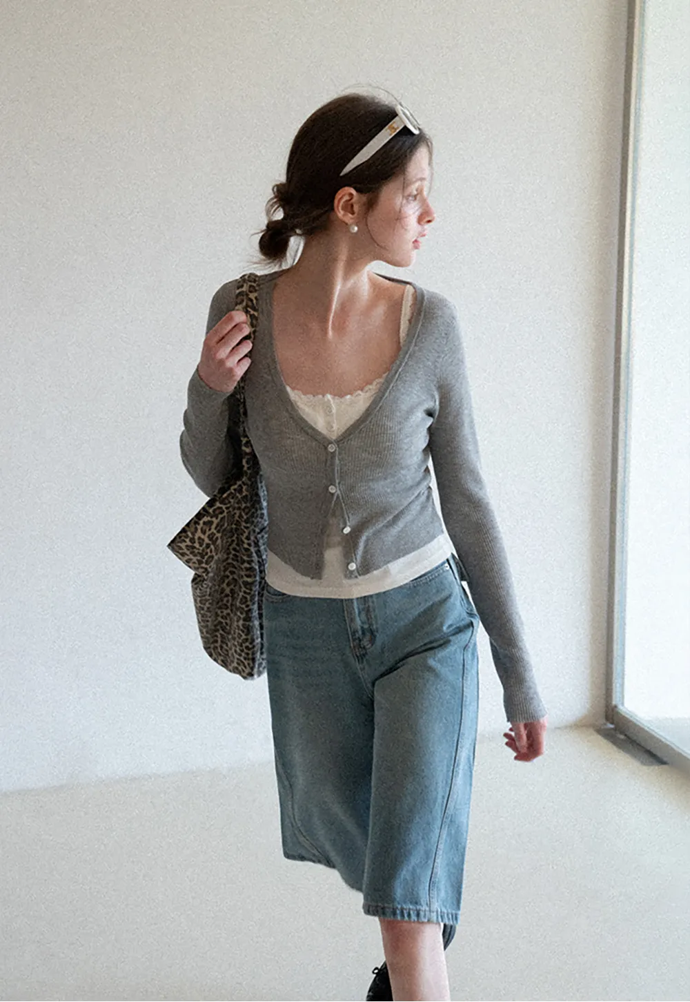 Lightweight Ribbed Knit Cardigan with Open Front