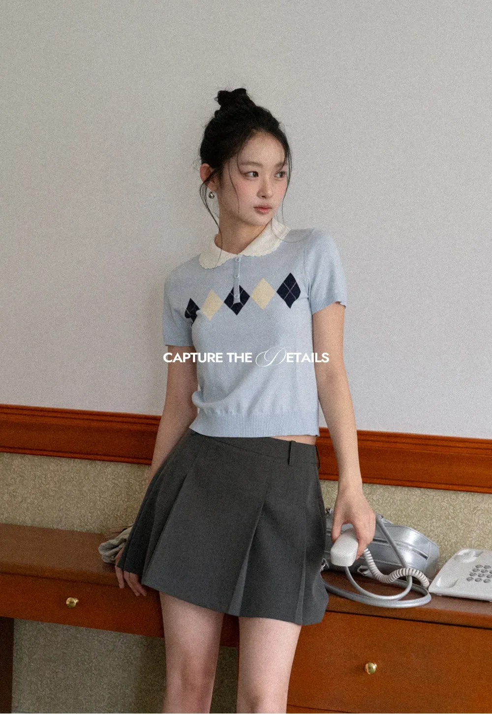 Pleated A-line Mini Skirt