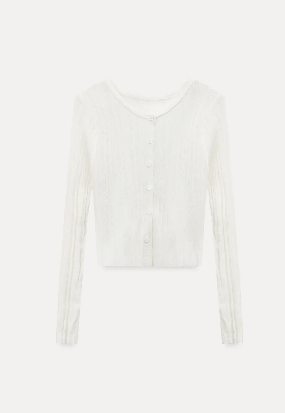 Ribbed knit sweater with V neckline and long sleeves