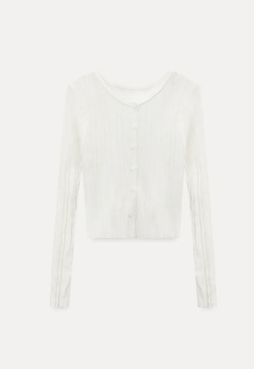 Ribbed knit sweater with V neckline and long sleeves