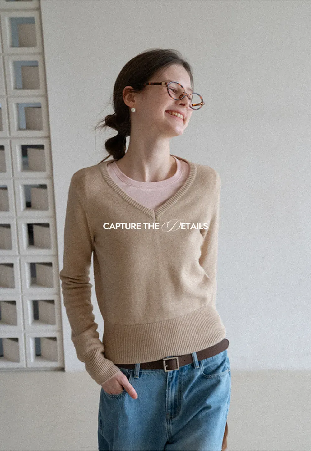 Long sleeve round neck layered t shirt design top