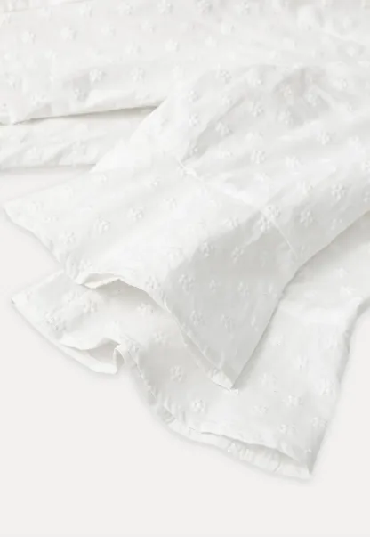 V neck blouse with lace trim and tie front