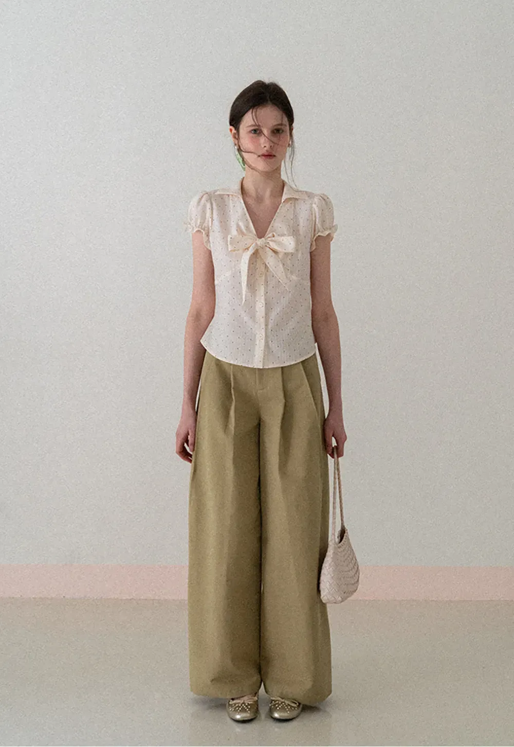 Wide Leg Pleated Casual Pants