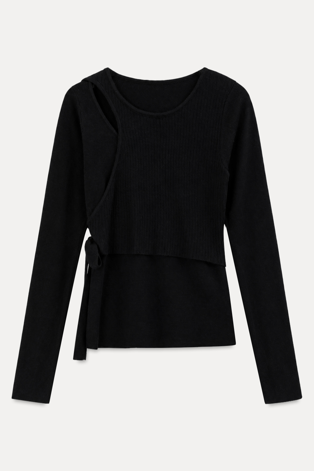 Asymmetrical Cutout Ribbed Knit Sweater