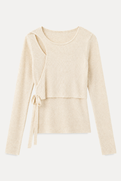 Asymmetrical Cutout Ribbed Knit Sweater
