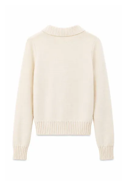 Cable Knit Diamond Pattern Collared Pullover Sweater