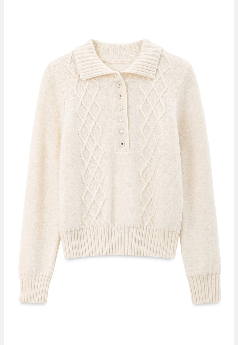 Cable Knit Diamond Pattern Collared Pullover Sweater