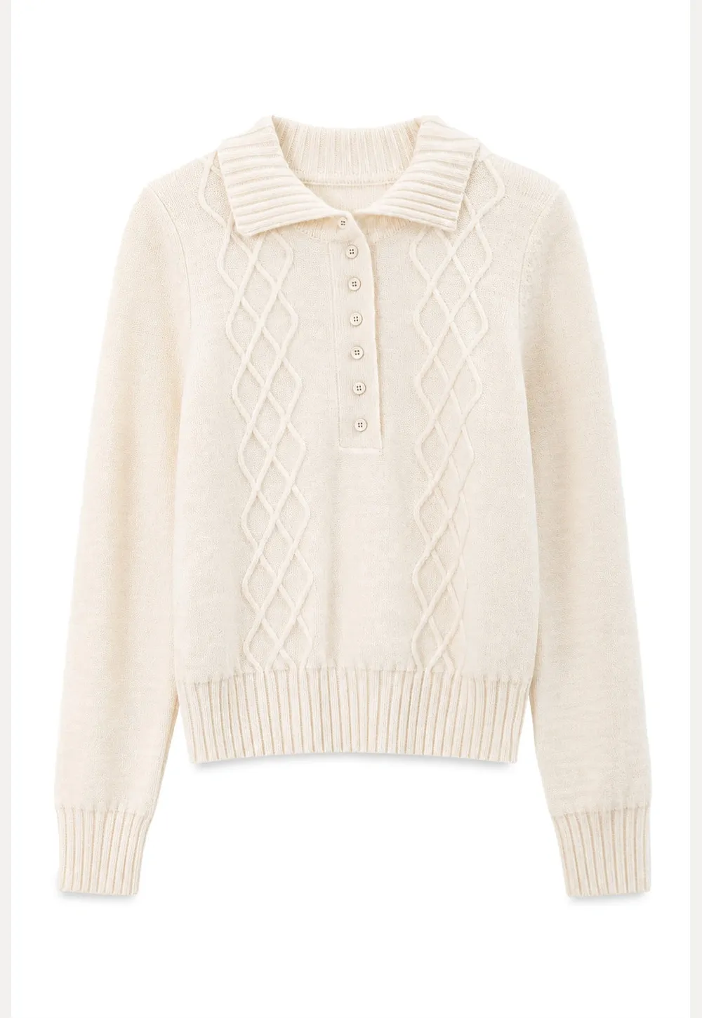 Cable Knit Diamond Pattern Collared Pullover Sweater
