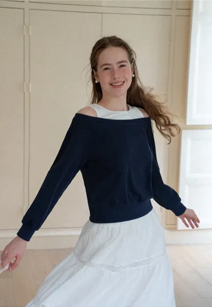 Off Shoulder Cropped Sweatshirt