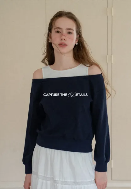 Off Shoulder Cropped Sweatshirt