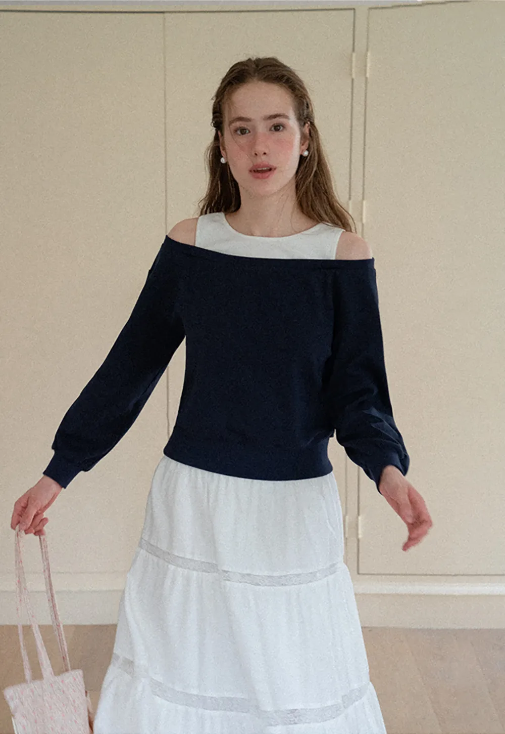 Off Shoulder Cropped Sweatshirt