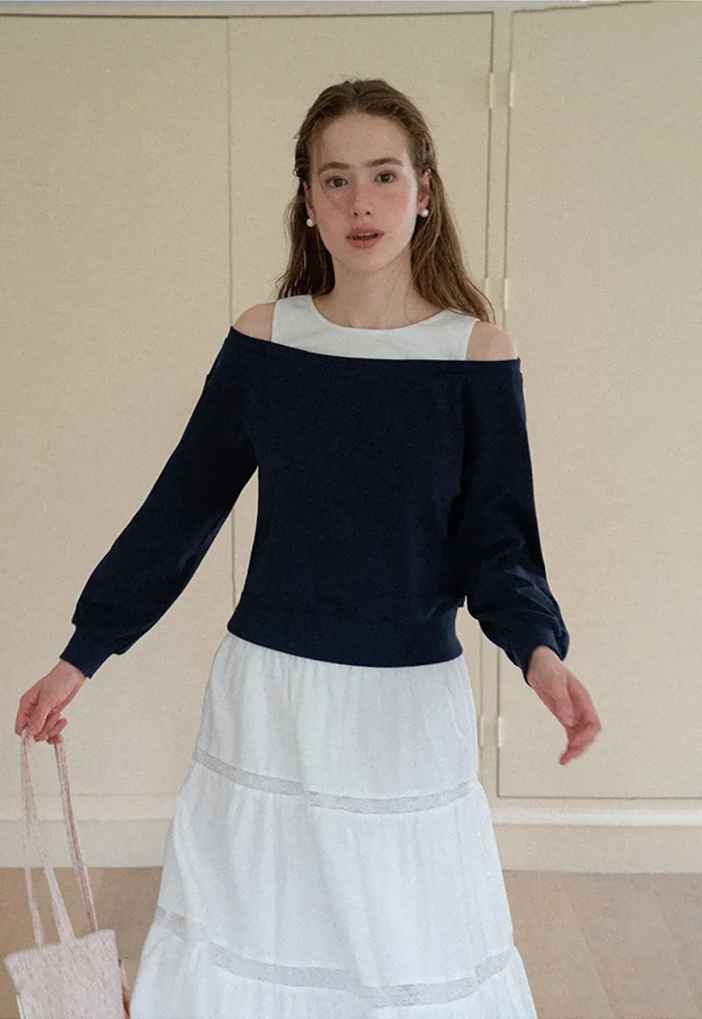 Off Shoulder Cropped Sweatshirt