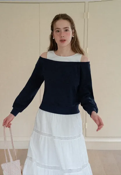 Off Shoulder Cropped Sweatshirt