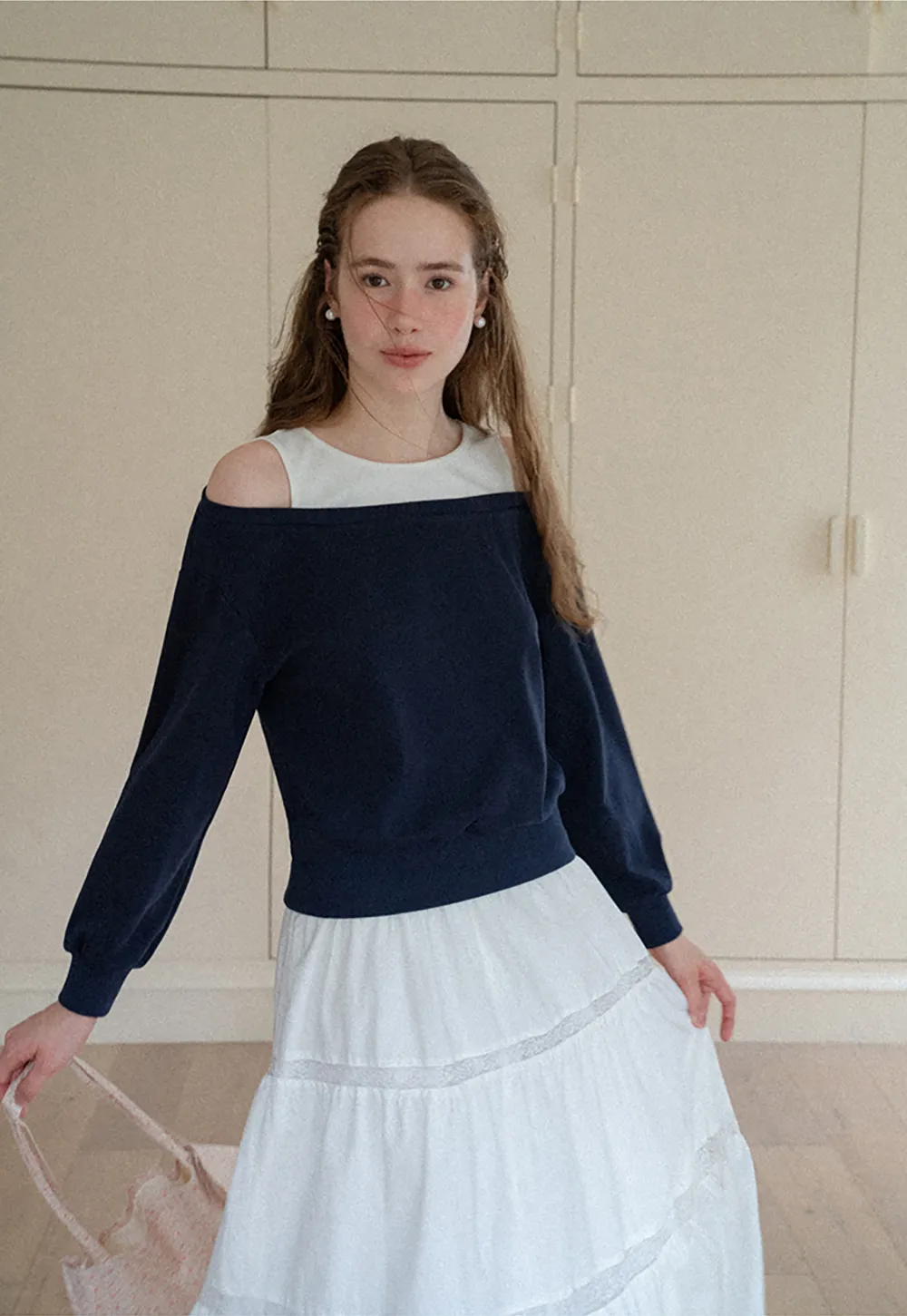 Off Shoulder Cropped Sweatshirt