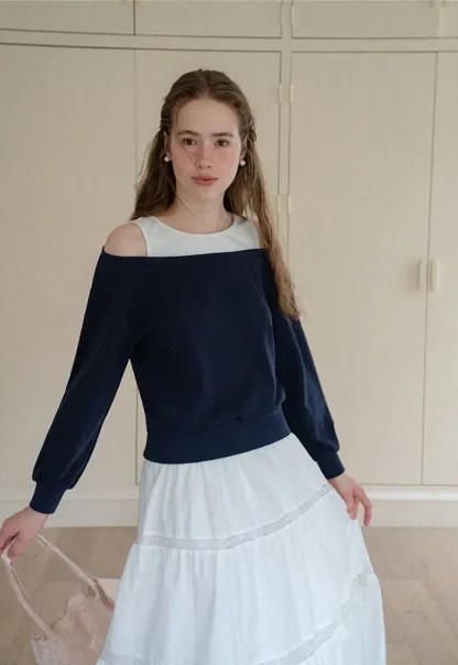 Off Shoulder Cropped Sweatshirt