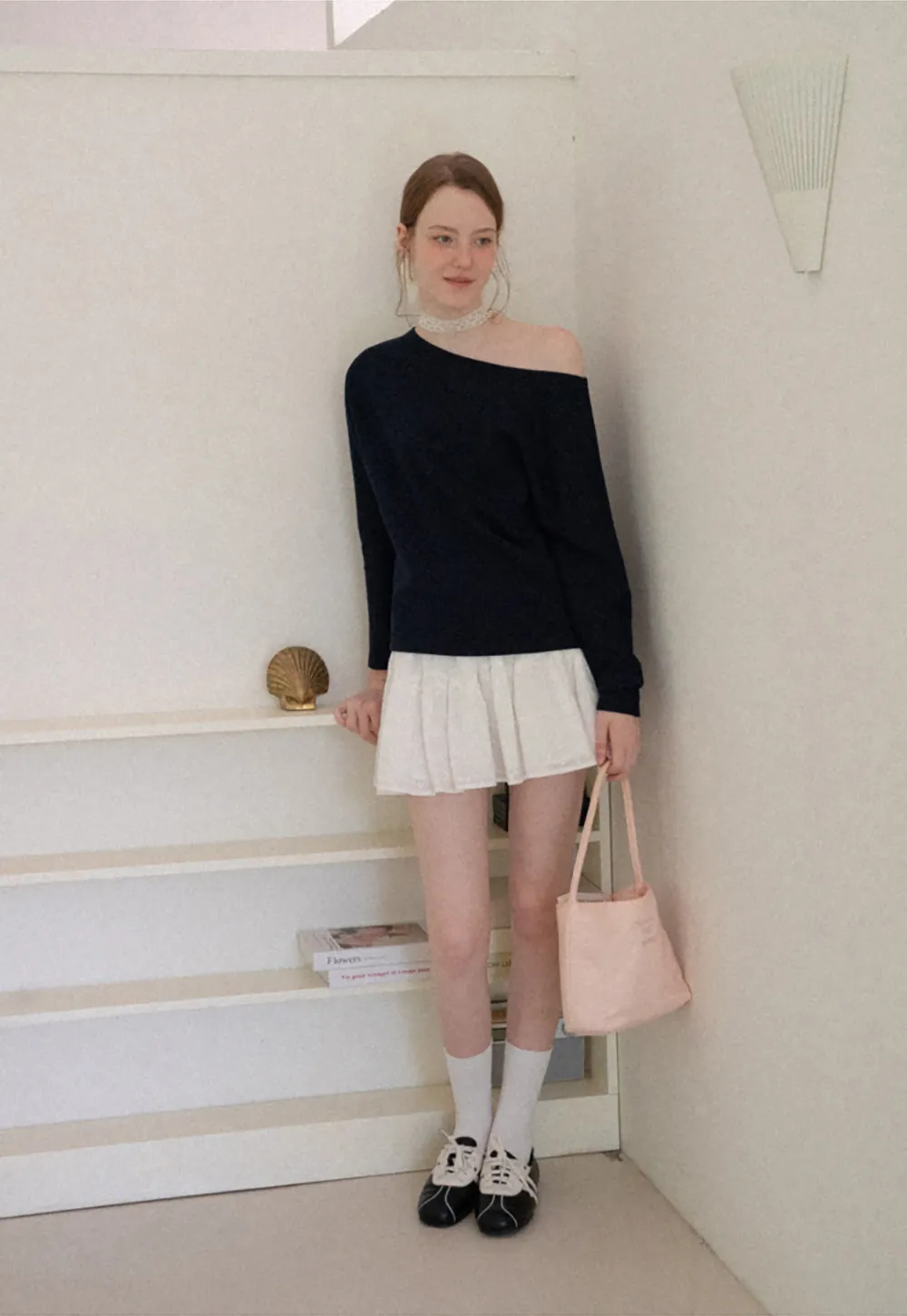 Off Shoulder Asymmetrical Long Sleeve Knit Top