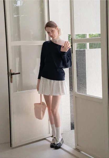 Off Shoulder Asymmetrical Long Sleeve Knit Top