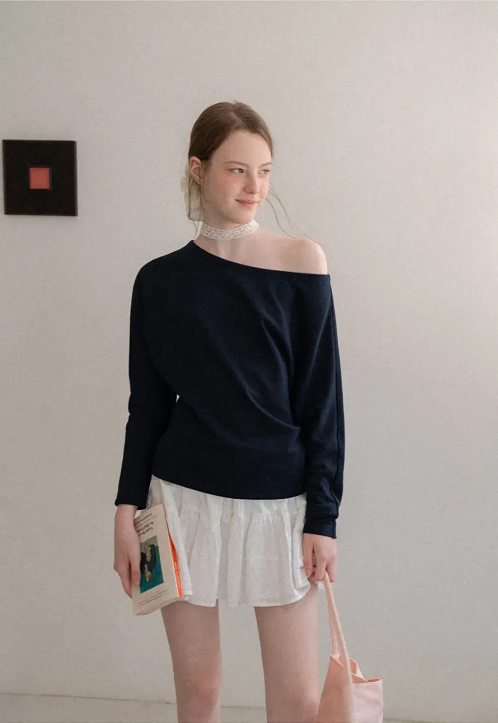 Off Shoulder Asymmetrical Long Sleeve Knit Top