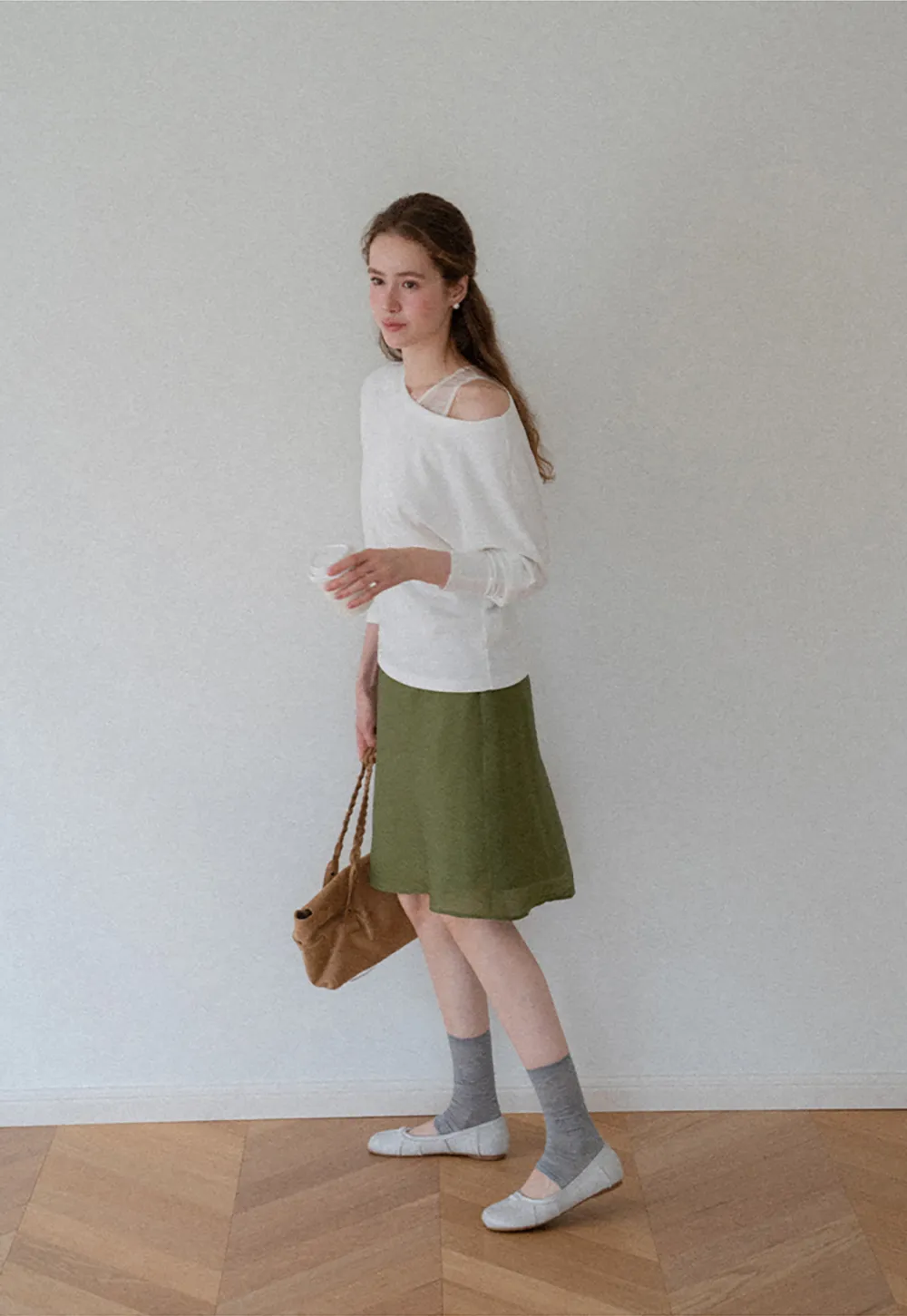 Off Shoulder Asymmetrical Long Sleeve Knit Top