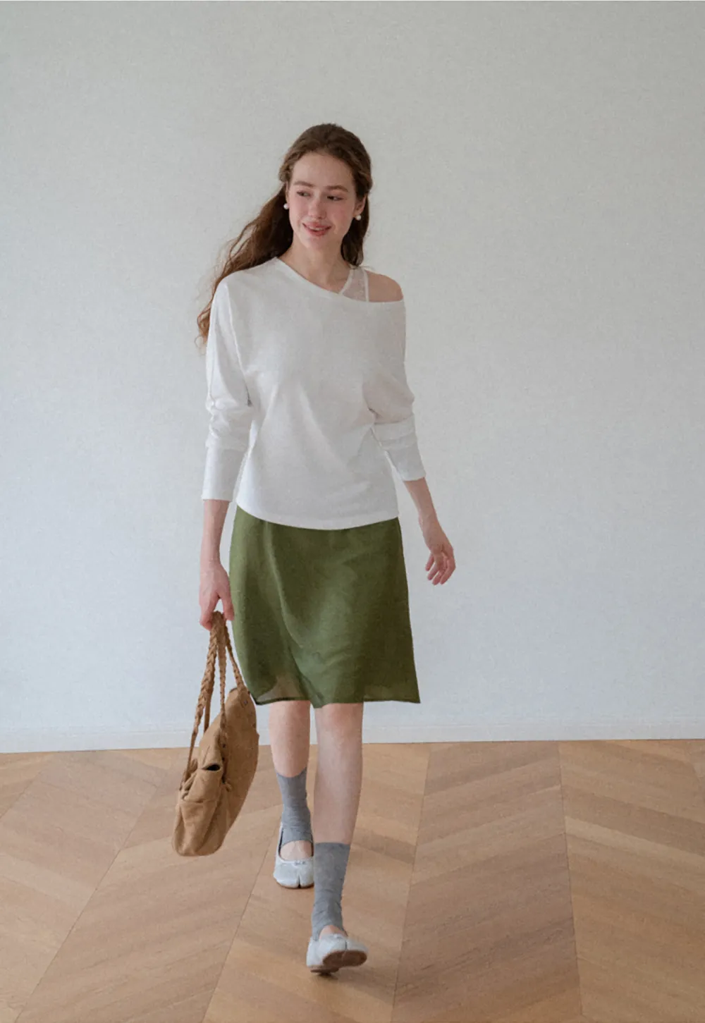 Off Shoulder Asymmetrical Long Sleeve Knit Top