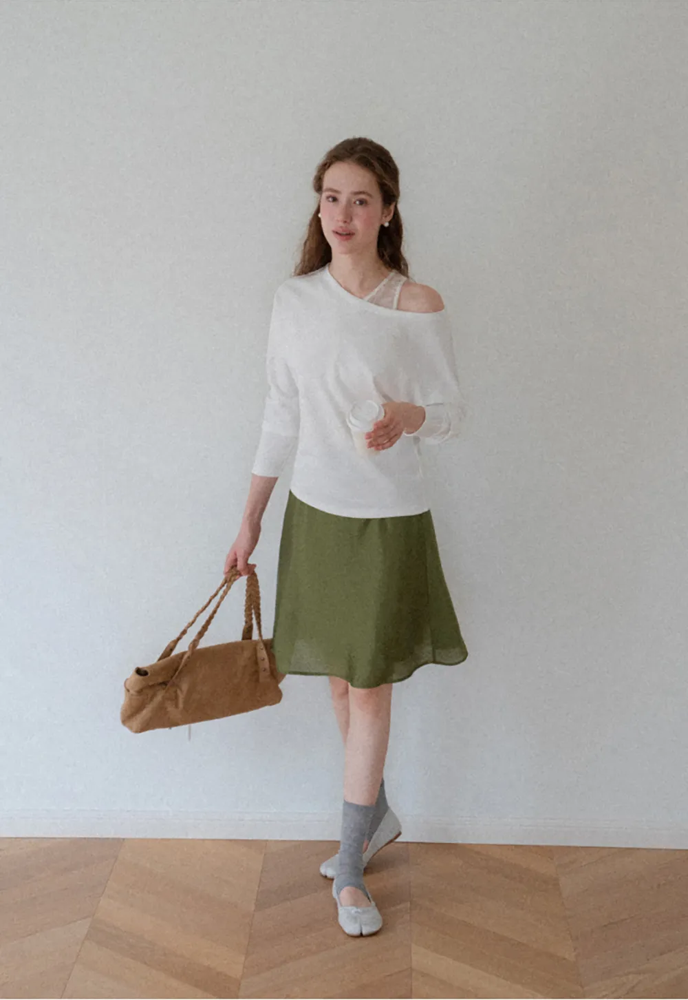 Off Shoulder Asymmetrical Long Sleeve Knit Top