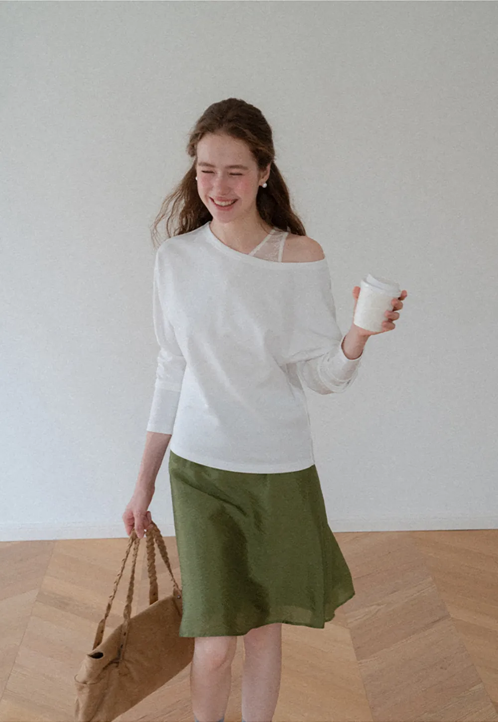 Off Shoulder Asymmetrical Long Sleeve Knit Top