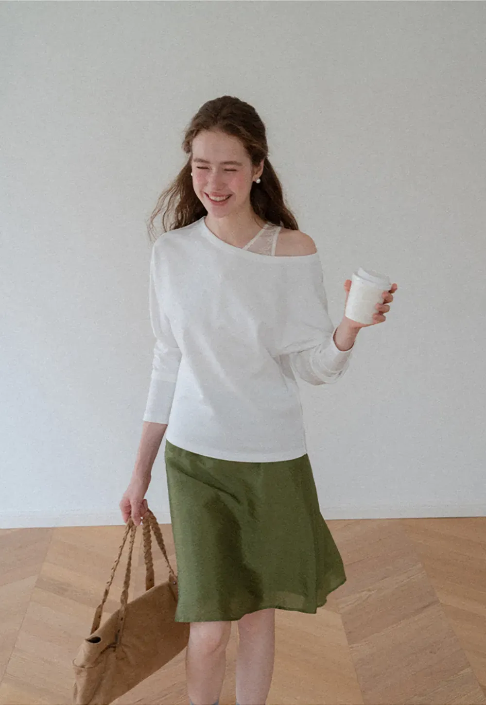 Off Shoulder Asymmetrical Long Sleeve Knit Top