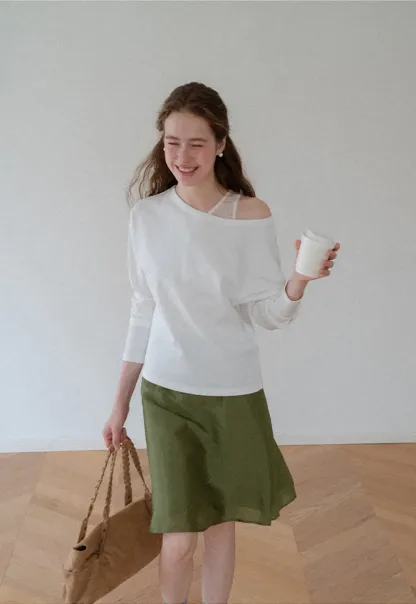 Off Shoulder Asymmetrical Long Sleeve Knit Top