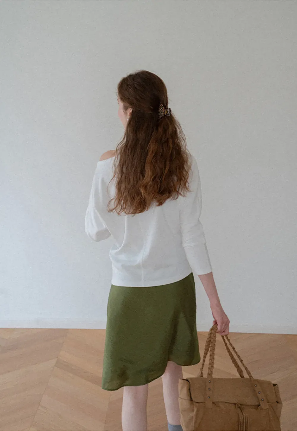 Off Shoulder Asymmetrical Long Sleeve Knit Top
