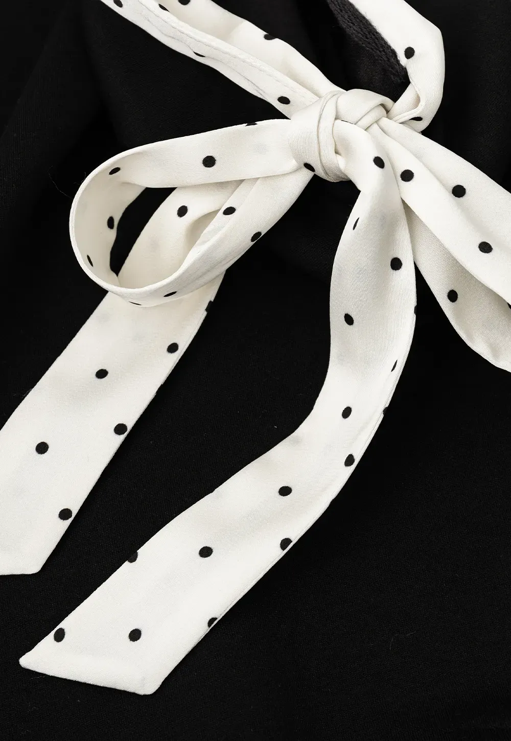 Polka Dot Bow Trim Off Shoulder Sweatshirt