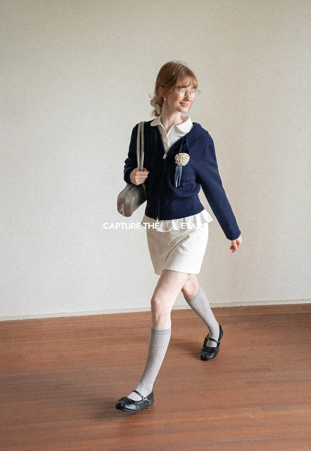 Lace Trim Cropped Sweatshirt and Skirt Set