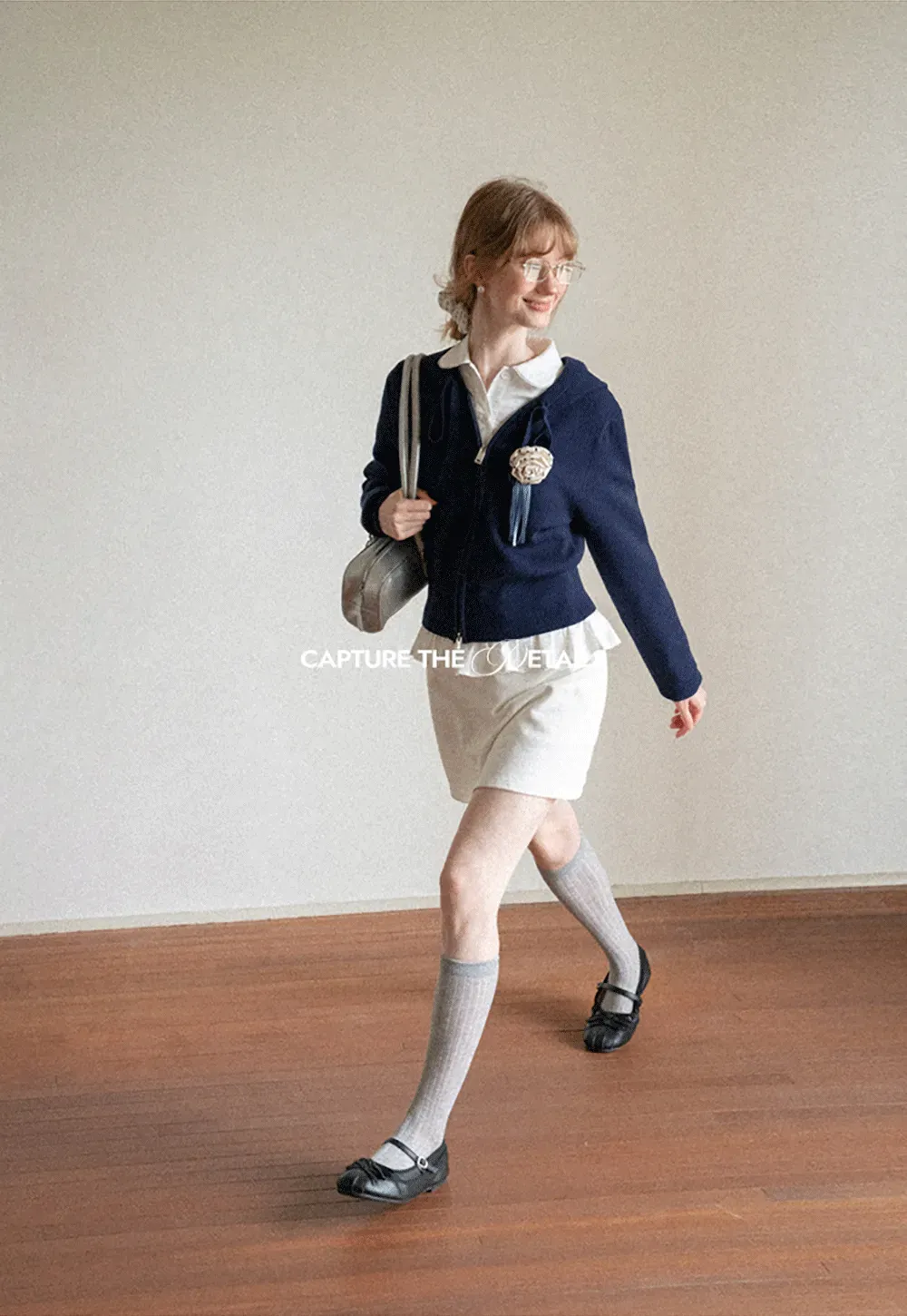 Lace Trim Cropped Sweatshirt and Skirt Set