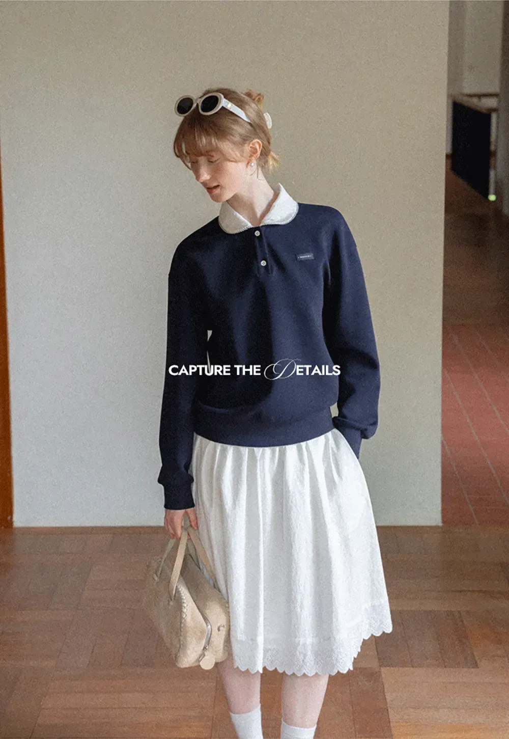 Contrast Collar Long Sleeve Polo Sweater