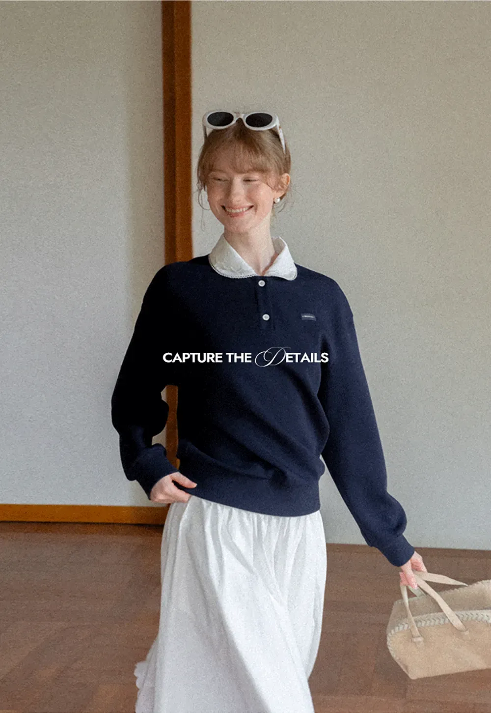 Contrast Collar Long Sleeve Polo Sweater