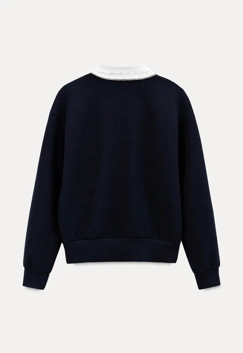 Contrast Collar Long Sleeve Polo Sweater