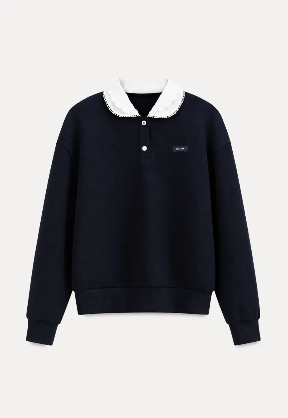 Contrast Collar Long Sleeve Polo Sweater