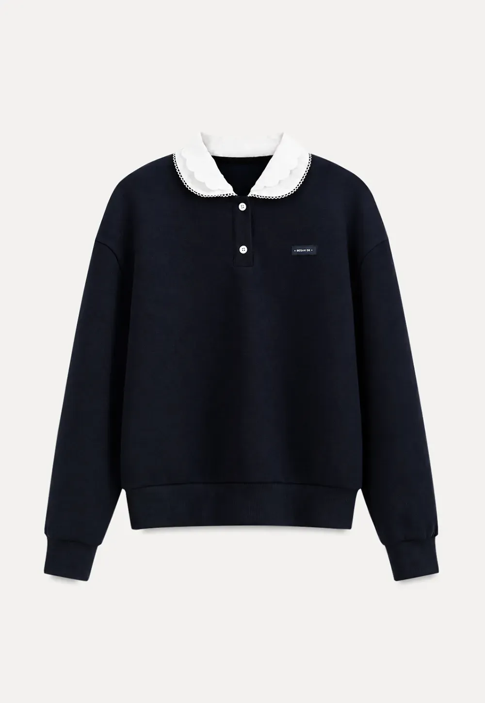 Contrast Collar Long Sleeve Polo Sweater