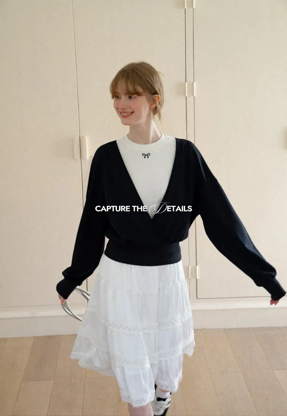 V Neck Wrap Front Cropped Knit Sweater