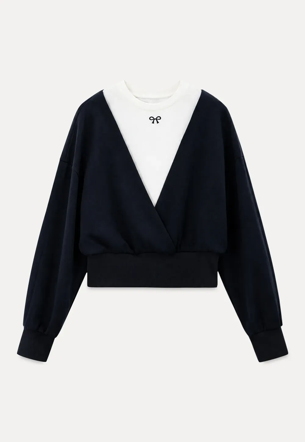 V Neck Wrap Front Cropped Knit Sweater