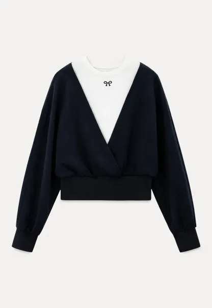 V Neck Wrap Front Cropped Knit Sweater