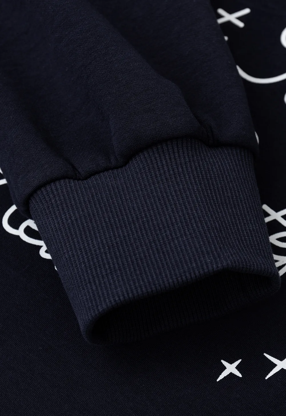 Off Shoulder Sweatshirt with Embroidered Script Design