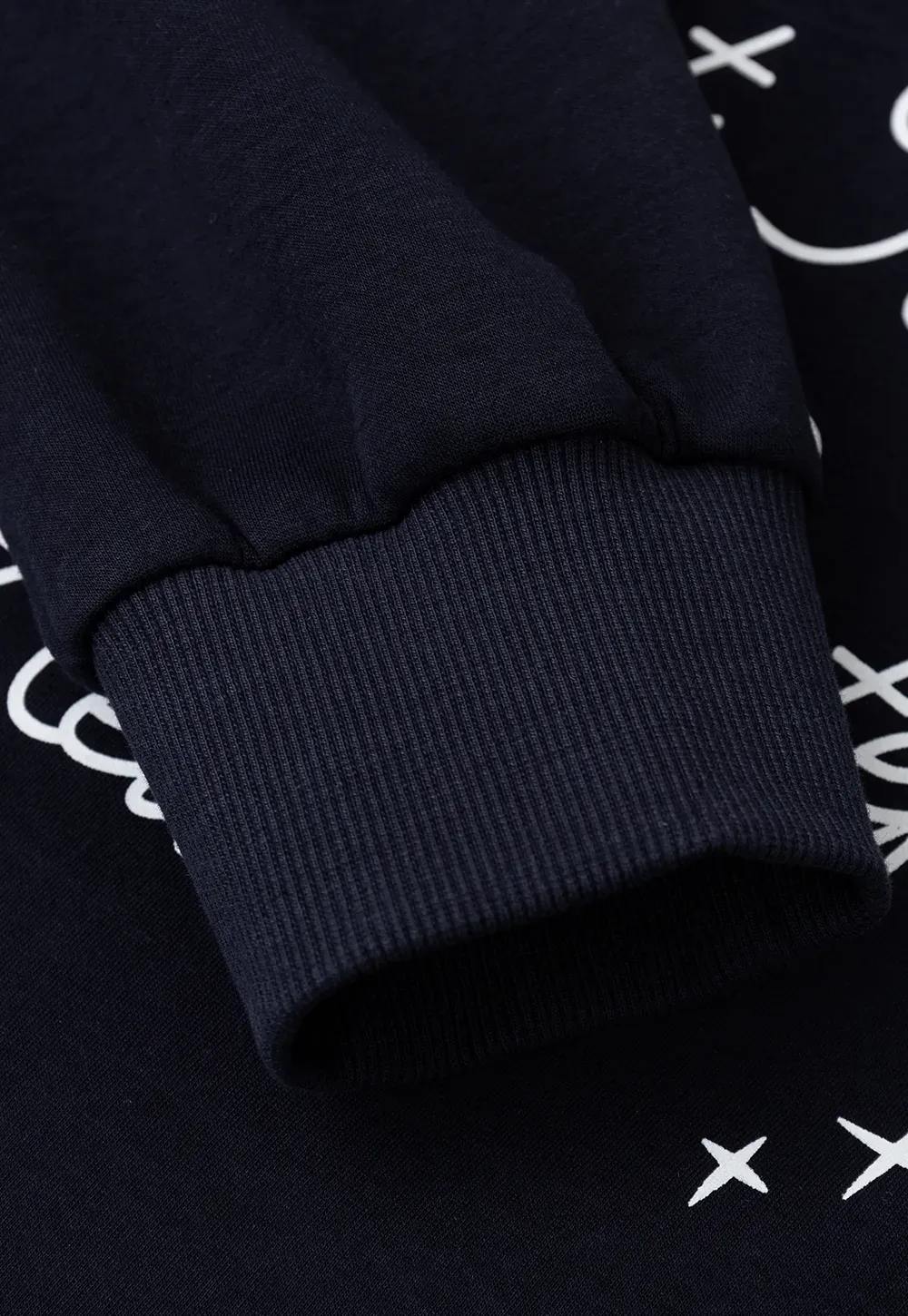 Off Shoulder Sweatshirt with Embroidered Script Design