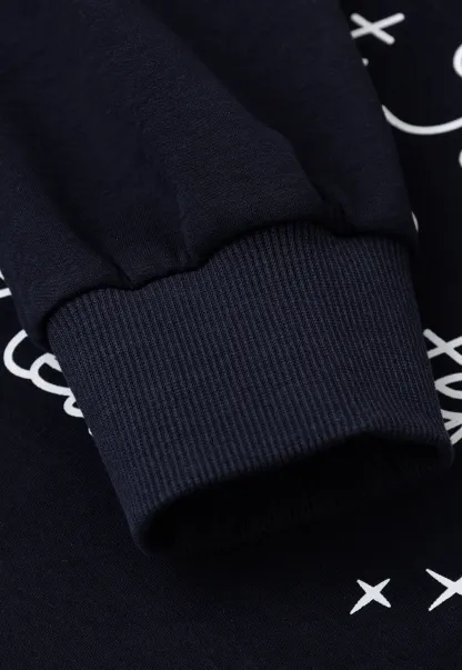 Off Shoulder Sweatshirt with Embroidered Script Design