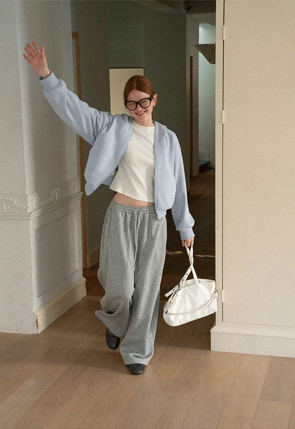 Oversized Cropped Hooded Sweatshirt