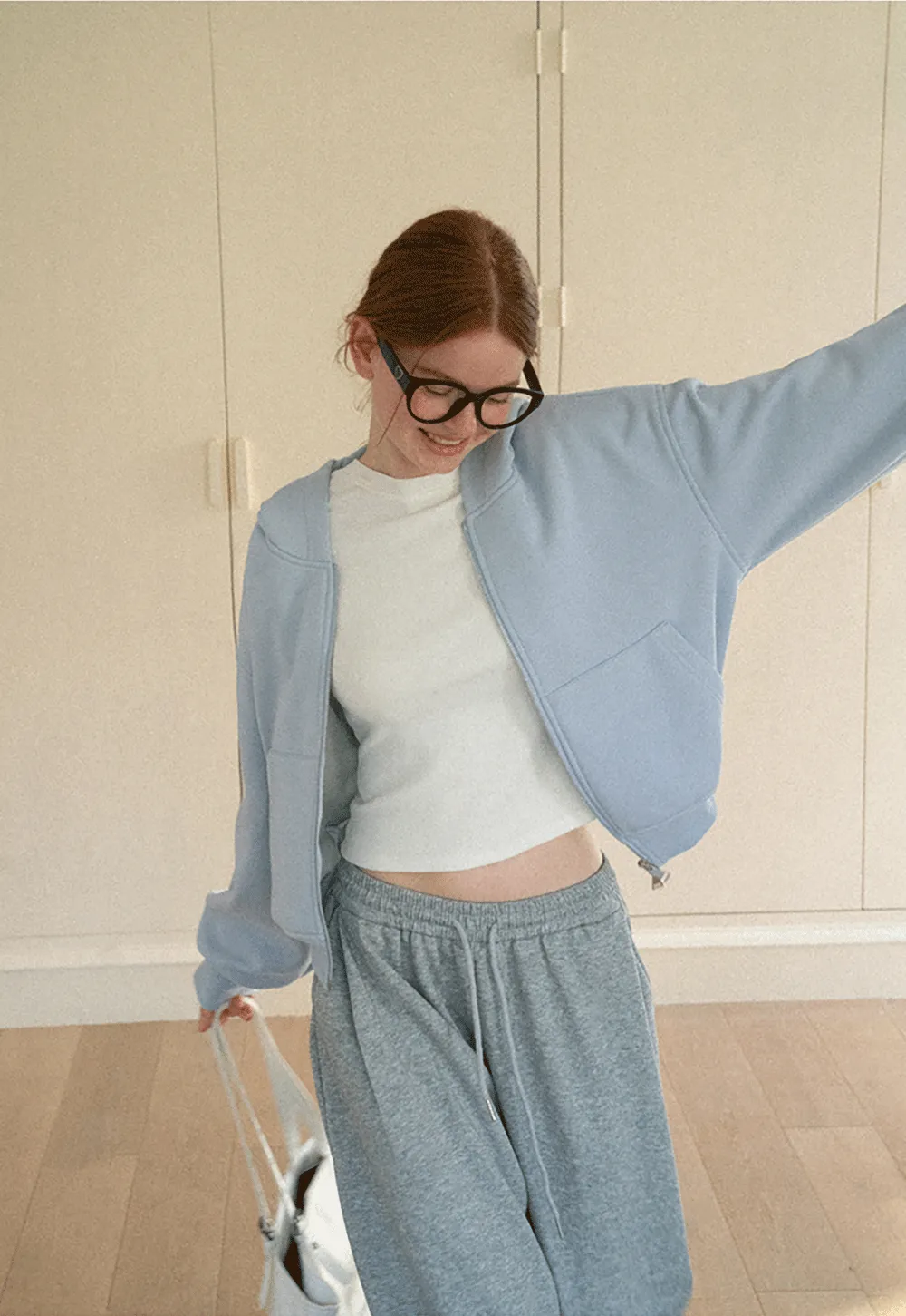 Oversized Cropped Hooded Sweatshirt