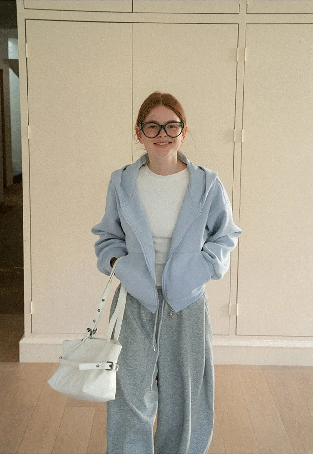 Oversized Cropped Hooded Sweatshirt
