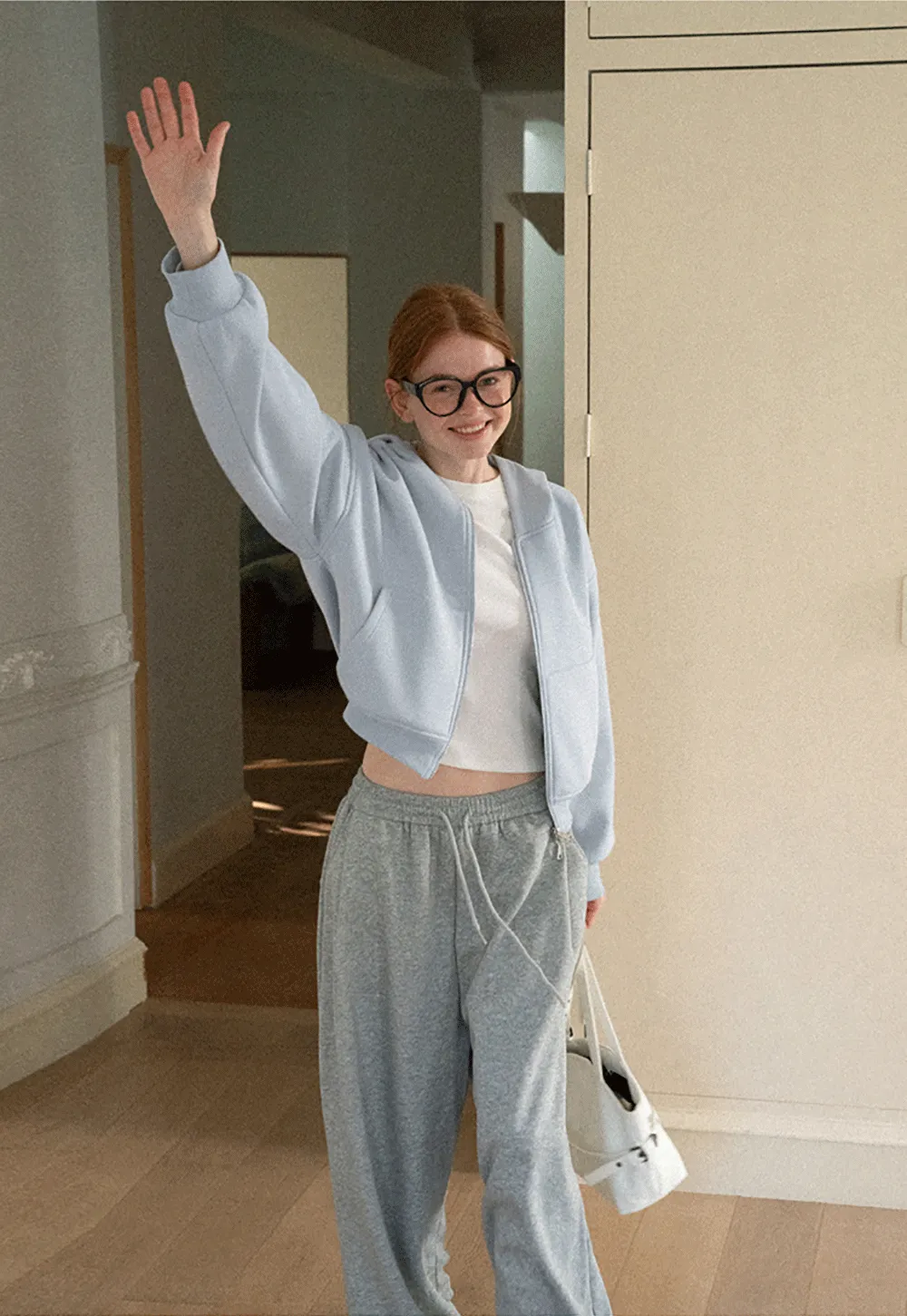 Oversized Cropped Hooded Sweatshirt